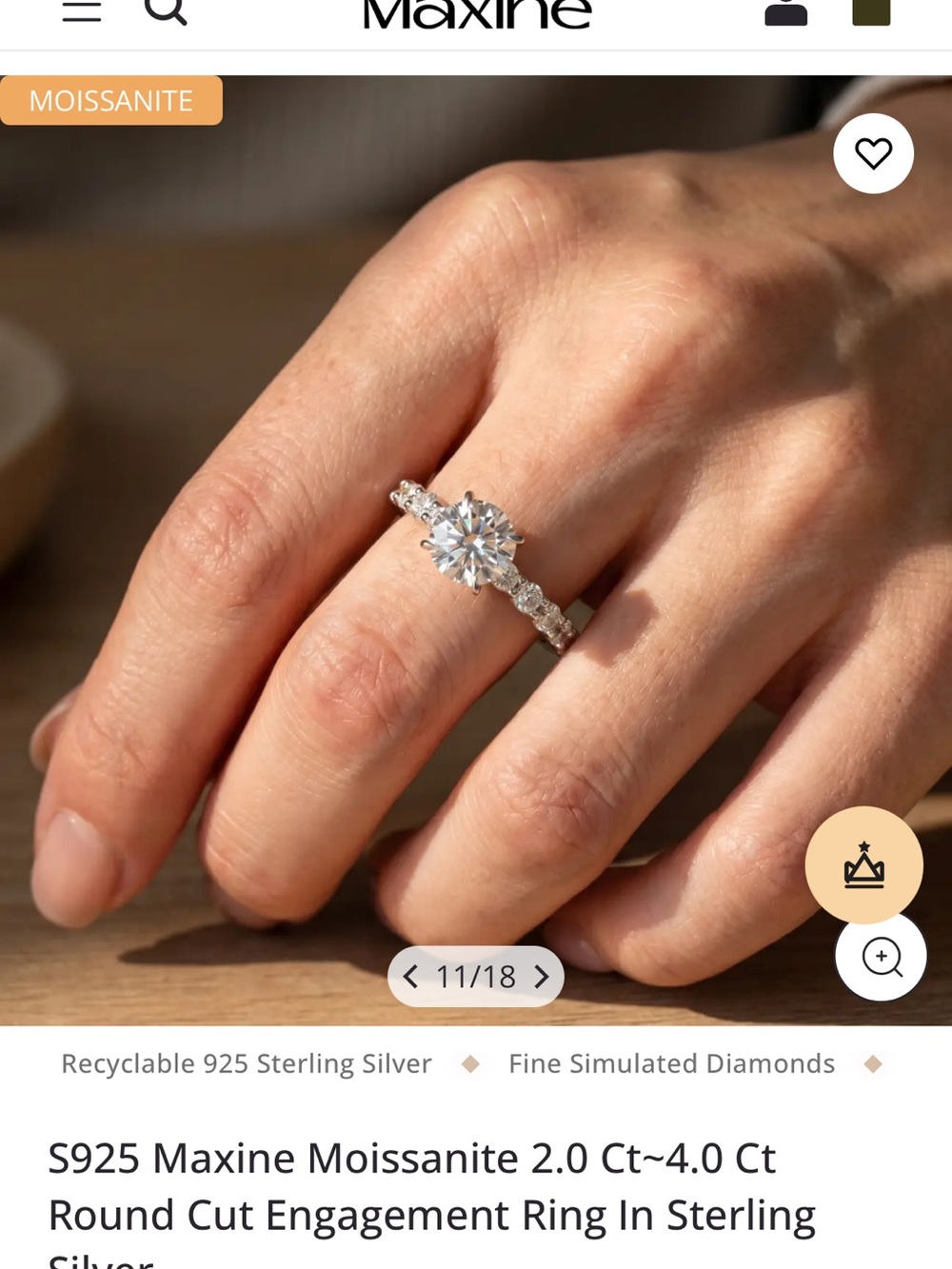 Maxine 2 carat Moissanite Travel Ring